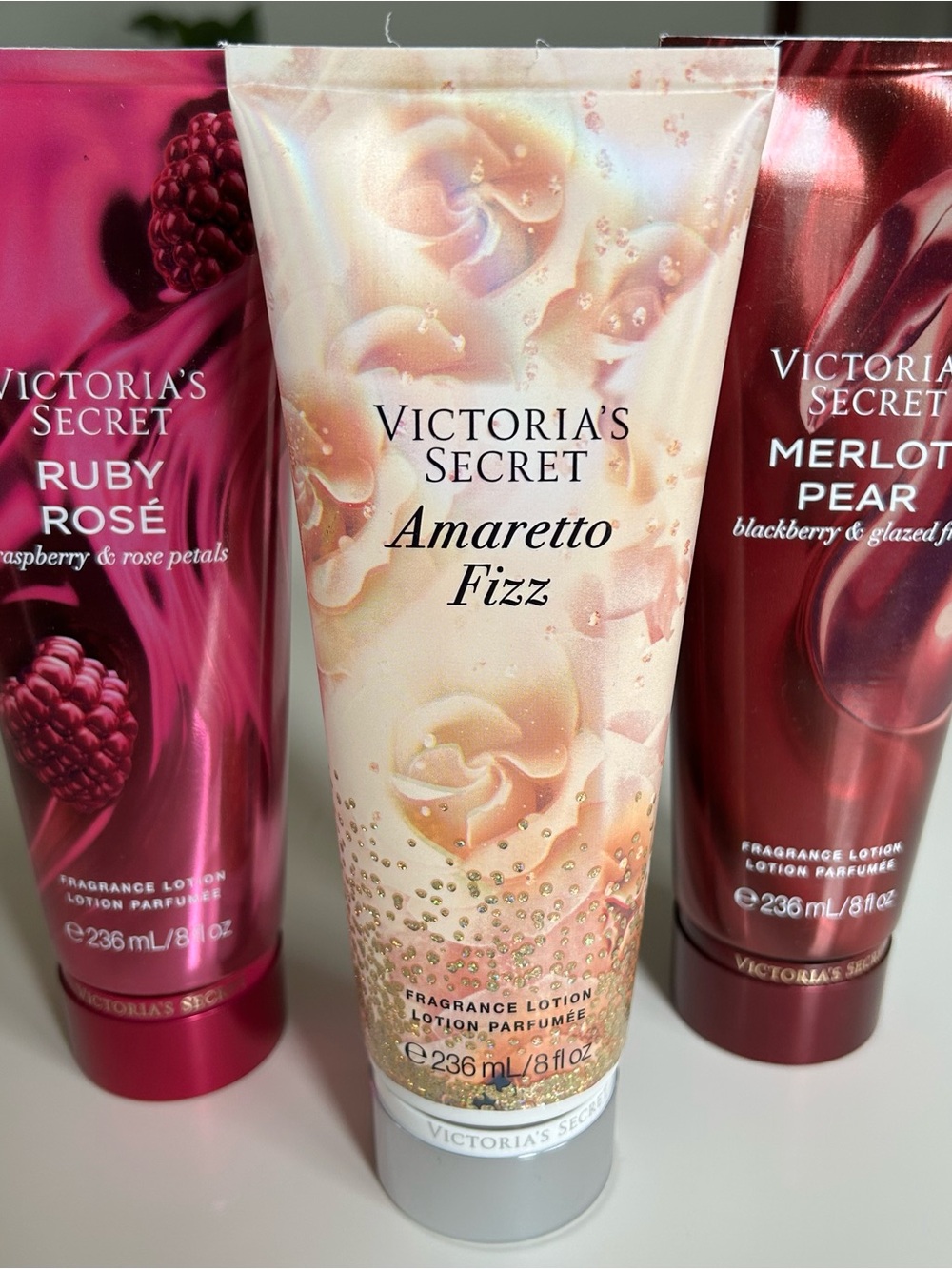 Victoria’s Secret Fragrance Lotion Set of 3 Ruby Rose Amaretto Fizz Merlot Pear